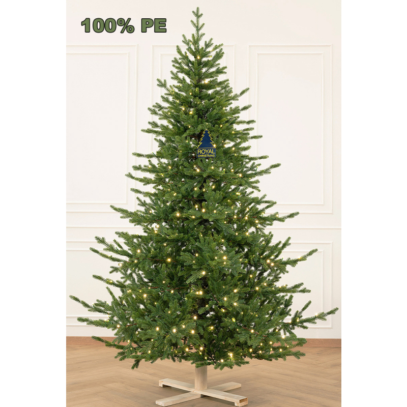 Kuenstlicher Weihnachtsbaum - Green Spruce Premium 100% PE (Spritzguss) - Warm LED - 150 cm - Natürliches Modell kuenstlicher Weihnachtsbaum, Top-Qualität, von 100% Spritzguss-Material mit warm LED Beleuchtung